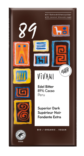Vivani Chocolat noir supérieur 89% Perou bio 80g